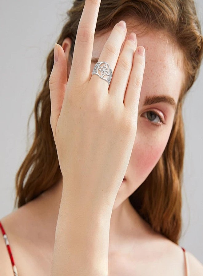 UNIFT Witches Knot Ring For Women Stainless Steel Celtic Quaternary Wiccan Geometric Style Witches Knot Ring Witchcraft Amulet Jewelry Gift (9, sliver 1) - Image 2
